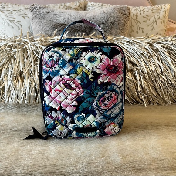 New VERA BRADLEY Garden Grove Iconic Lunch Bunch Bag Navy Navy Roses Insulated - Picture 1 of 9